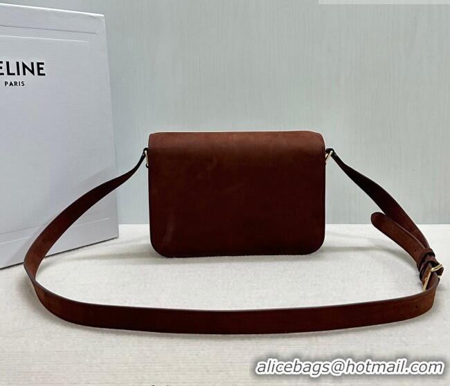Top Grade Celine Classique Triomphe Bag in Grained Nubuck Chestnut 187366 Brown 2026
