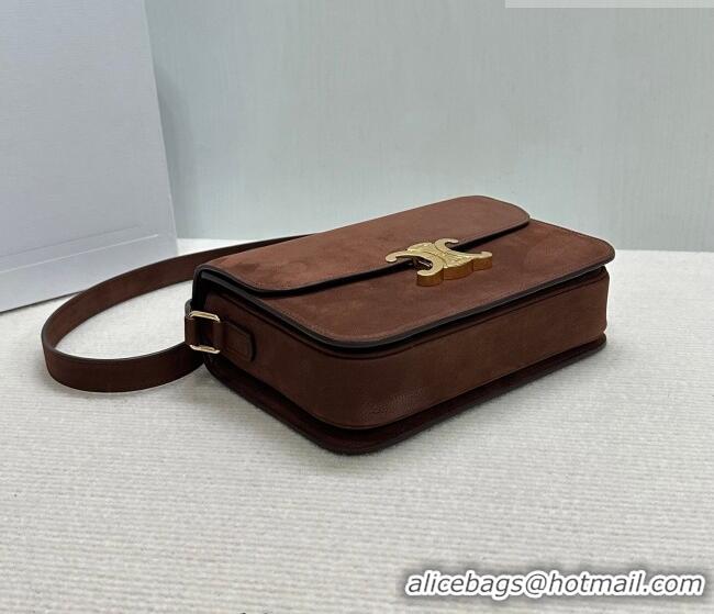 Top Grade Celine Classique Triomphe Bag in Grained Nubuck Chestnut 187366 Brown 2026