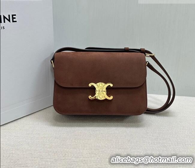 Top Grade Celine Classique Triomphe Bag in Grained Nubuck Chestnut 187366 Brown 2026