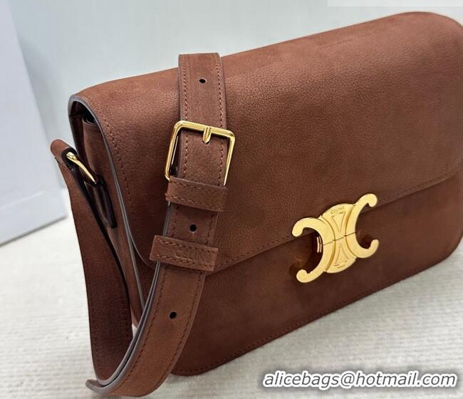 Top Grade Celine Classique Triomphe Bag in Grained Nubuck Chestnut 187366 Brown 2026