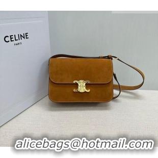 Luxury Cheap Celine Classique Triomphe Bag in Suede 187366 Camel 2026