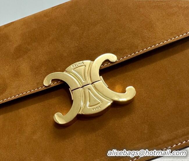 Luxury Cheap Celine Classique Triomphe Bag in Suede 187366 Camel 2026