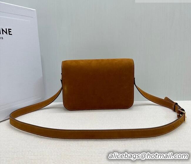 Luxury Cheap Celine Classique Triomphe Bag in Suede 187366 Camel 2026