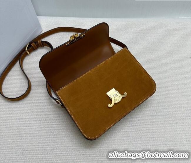 Luxury Cheap Celine Classique Triomphe Bag in Suede 187366 Camel 2026