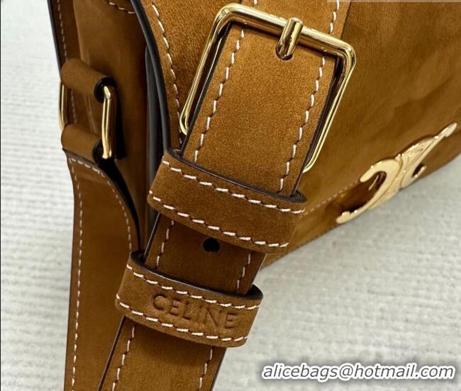 Luxury Cheap Celine Classique Triomphe Bag in Suede 187366 Camel 2026