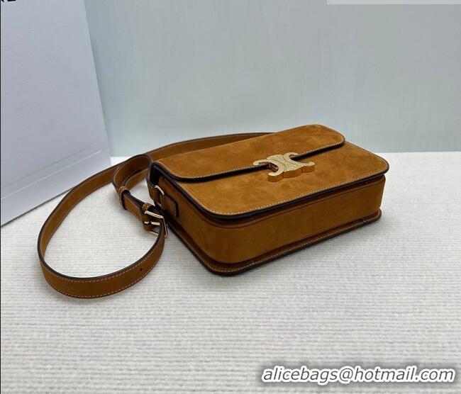 Luxury Cheap Celine Classique Triomphe Bag in Suede 187366 Camel 2026
