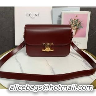 Luxury Cheap Celine Classique Triomphe Bag in Shiny Calfskin Leather 187366 Burgundy 2026