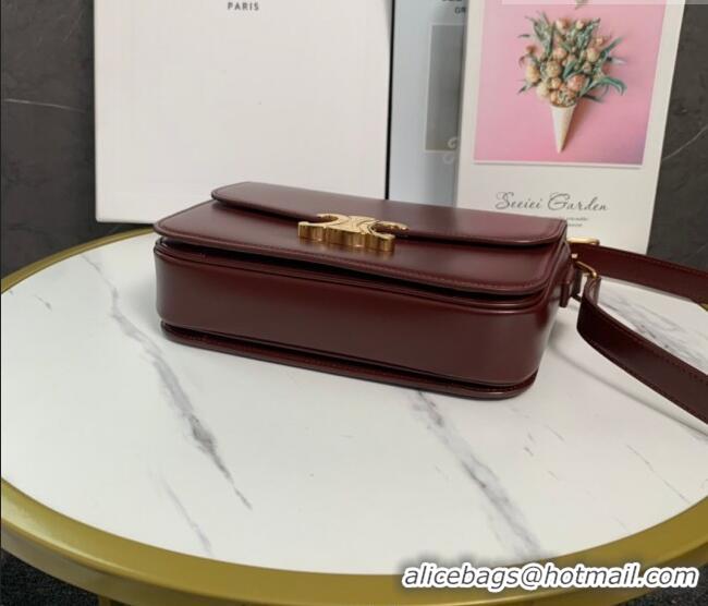 Luxury Cheap Celine Classique Triomphe Bag in Shiny Calfskin Leather 187366 Burgundy 2026