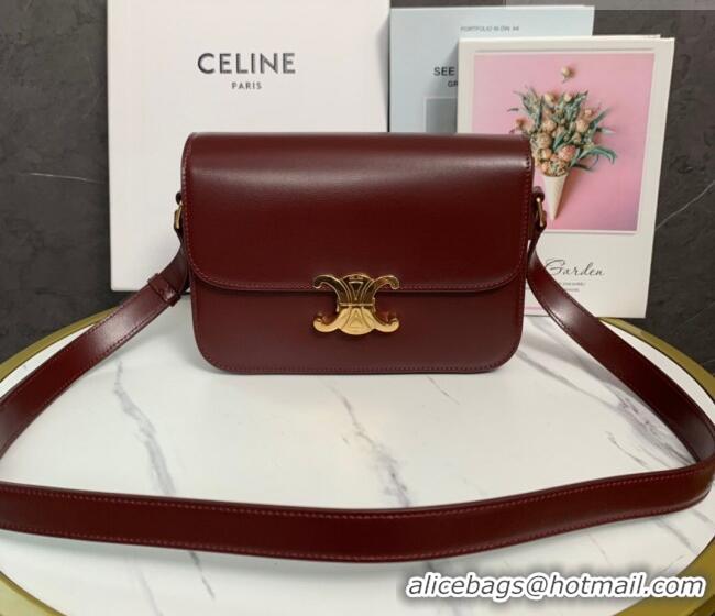 Luxury Cheap Celine Classique Triomphe Bag in Shiny Calfskin Leather 187366 Burgundy 2026