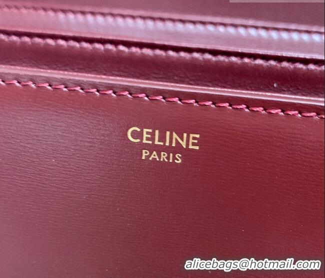 Luxury Cheap Celine Classique Triomphe Bag in Shiny Calfskin Leather 187366 Burgundy 2026