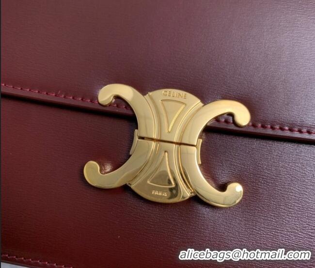 Luxury Cheap Celine Classique Triomphe Bag in Shiny Calfskin Leather 187366 Burgundy 2026