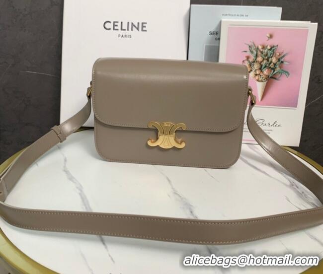 Top Quality Celine Classique Triomphe Bag in Shiny Calfskin Leather 187366 Pebble Grey 2026