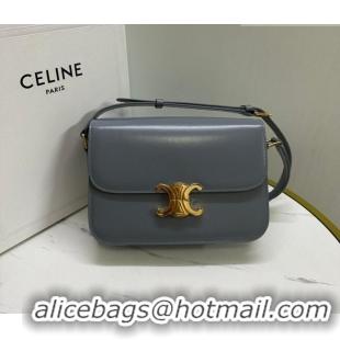 Luxury Cheap Celine Classique Triomphe Bag in Shiny Calfskin Leather 187366 Blue/Grey 2026