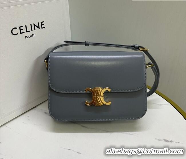 Luxury Cheap Celine Classique Triomphe Bag in Shiny Calfskin Leather 187366 Blue/Grey 2026