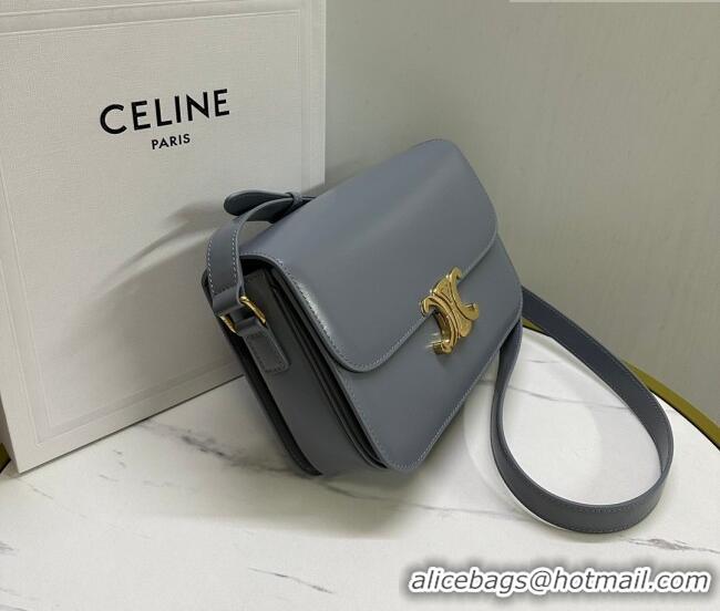Luxury Cheap Celine Classique Triomphe Bag in Shiny Calfskin Leather 187366 Blue/Grey 2026