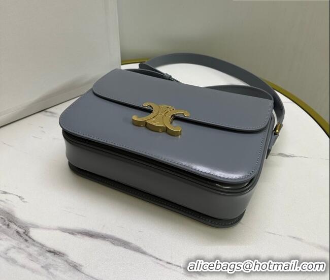 Luxury Cheap Celine Classique Triomphe Bag in Shiny Calfskin Leather 187366 Blue/Grey 2026