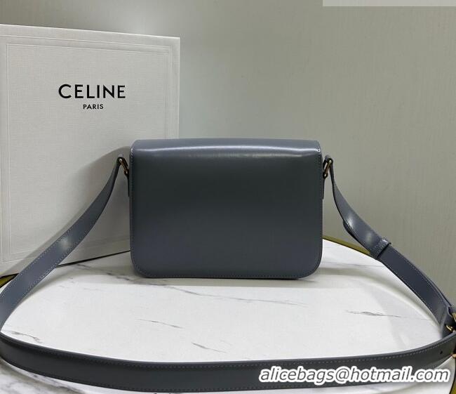 Luxury Cheap Celine Classique Triomphe Bag in Shiny Calfskin Leather 187366 Blue/Grey 2026