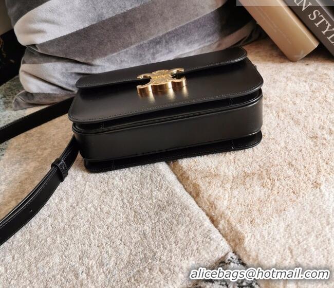 Best Product Celine Classique Triomphe Bag in Shiny Calfskin Leather 187366 Black/Gold 2026