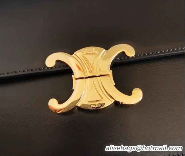 Best Product Celine Classique Triomphe Bag in Shiny Calfskin Leather 187366 Black/Gold 2026