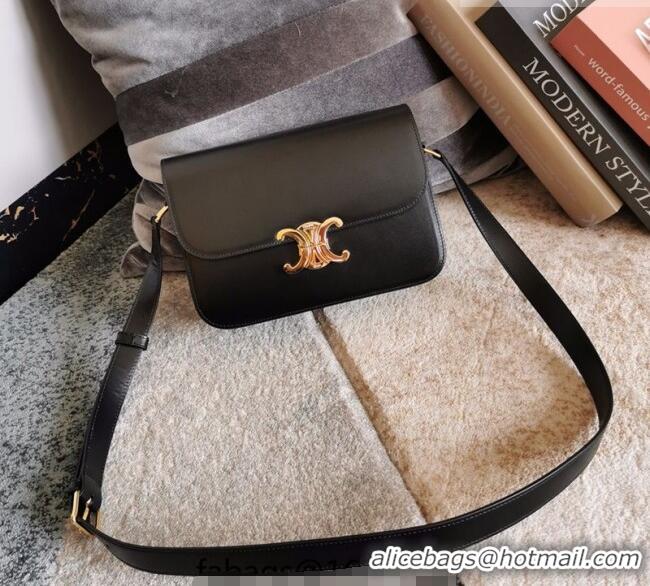 Best Product Celine Classique Triomphe Bag in Shiny Calfskin Leather 187366 Black/Gold 2026