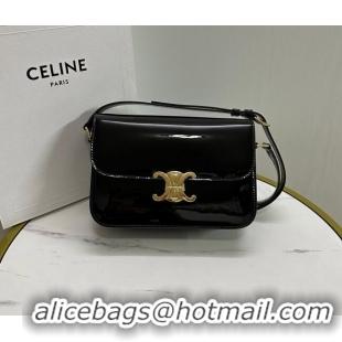 Luxury Cheap Celine Classique Triomphe Bag in Patent Calfskin Leather 187366 Black/Gold 2026