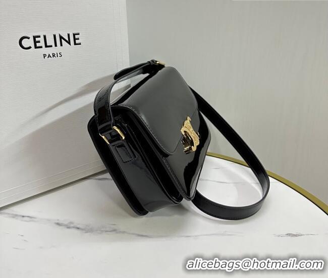 Luxury Cheap Celine Classique Triomphe Bag in Patent Calfskin Leather 187366 Black/Gold 2026