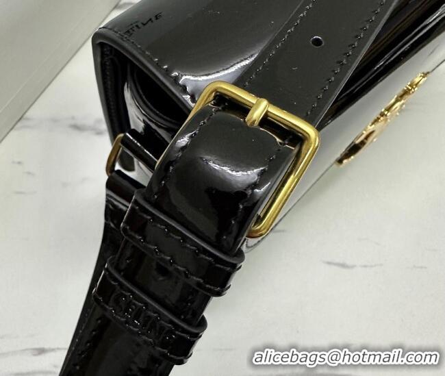 Luxury Cheap Celine Classique Triomphe Bag in Patent Calfskin Leather 187366 Black/Gold 2026