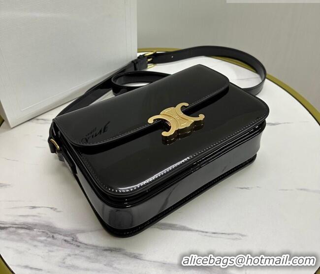 Luxury Cheap Celine Classique Triomphe Bag in Patent Calfskin Leather 187366 Black/Gold 2026