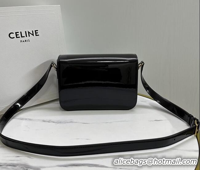Luxury Cheap Celine Classique Triomphe Bag in Patent Calfskin Leather 187366 Black/Gold 2026