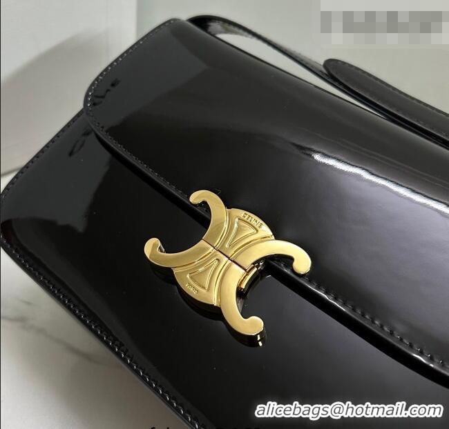 Luxury Cheap Celine Classique Triomphe Bag in Patent Calfskin Leather 187366 Black/Gold 2026