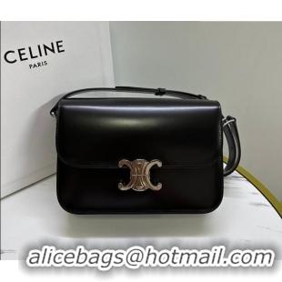 Luxury Cheap Celine Classique Triomphe Bag in Shiny Calfskin Leather 187366 Black/Silver 2026