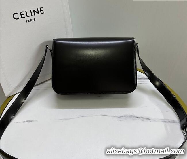 Luxury Cheap Celine Classique Triomphe Bag in Shiny Calfskin Leather 187366 Black/Silver 2026