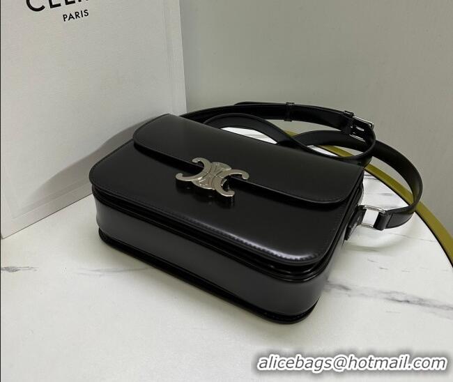 Luxury Cheap Celine Classique Triomphe Bag in Shiny Calfskin Leather 187366 Black/Silver 2026