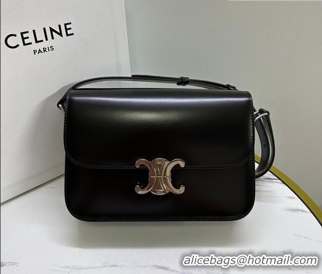 Luxury Cheap Celine Classique Triomphe Bag in Shiny Calfskin Leather 187366 Black/Silver 2026