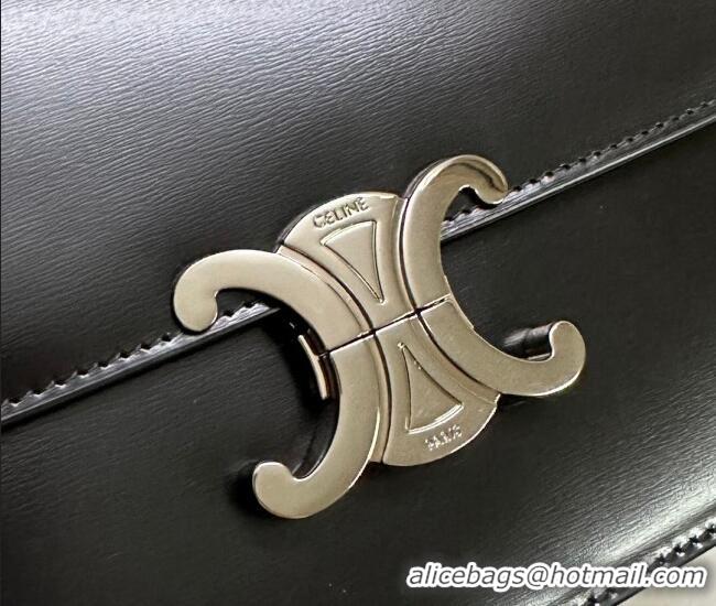 Luxury Cheap Celine Classique Triomphe Bag in Shiny Calfskin Leather 187366 Black/Silver 2026