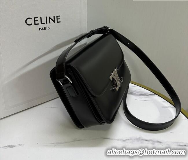 Luxury Cheap Celine Classique Triomphe Bag in Shiny Calfskin Leather 187366 Black/Silver 2026