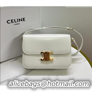 Best Price Celine Classique Triomphe Bag in Shiny Calfskin Leather 187366 White/Gold 2026