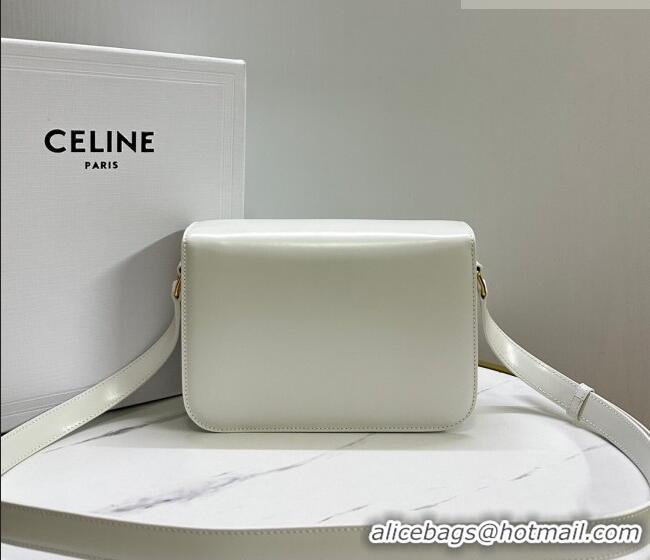 Best Price Celine Classique Triomphe Bag in Shiny Calfskin Leather 187366 White/Gold 2026