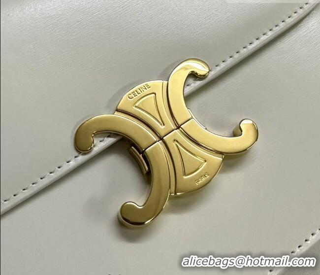 Best Price Celine Classique Triomphe Bag in Shiny Calfskin Leather 187366 White/Gold 2026