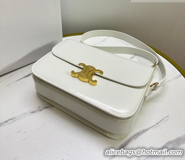 Best Price Celine Classique Triomphe Bag in Shiny Calfskin Leather 187366 White/Gold 2026