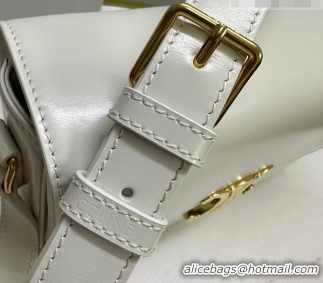 Best Price Celine Classique Triomphe Bag in Shiny Calfskin Leather 187366 White/Gold 2026