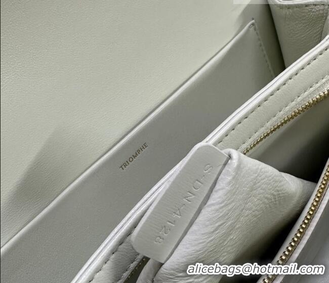 Best Price Celine Classique Triomphe Bag in Shiny Calfskin Leather 187366 White/Gold 2026