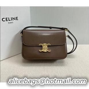 Best Product Celine Classique Triomphe Bag in Shiny Calfskin Leather 187366 Soil Brown 2026