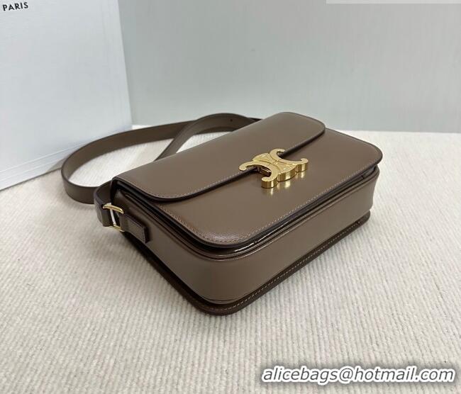 Best Product Celine Classique Triomphe Bag in Shiny Calfskin Leather 187366 Soil Brown 2026