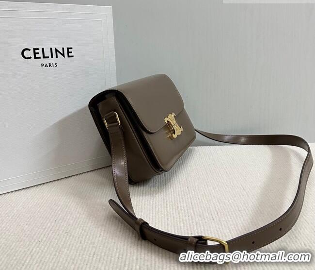 Best Product Celine Classique Triomphe Bag in Shiny Calfskin Leather 187366 Soil Brown 2026