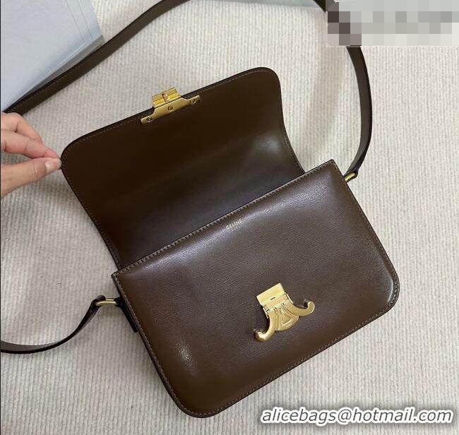 Best Product Celine Classique Triomphe Bag in Shiny Calfskin Leather 187366 Soil Brown 2026