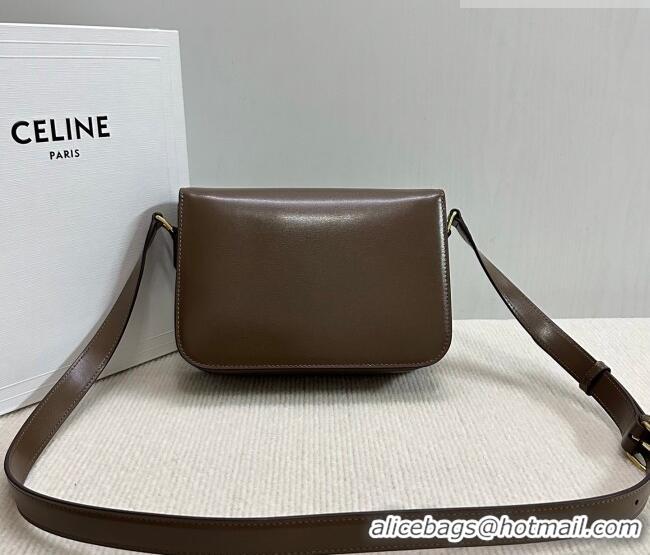 Best Product Celine Classique Triomphe Bag in Shiny Calfskin Leather 187366 Soil Brown 2026