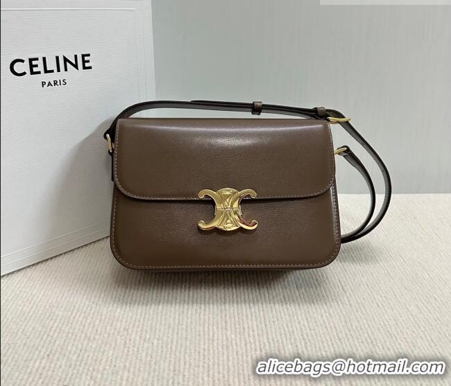 Best Product Celine Classique Triomphe Bag in Shiny Calfskin Leather 187366 Soil Brown 2026