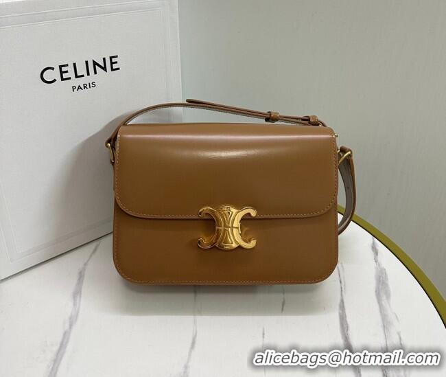 Top Design Celine Classique Triomphe Bag in Shiny Calfskin Leather 187366 Bronze 2026