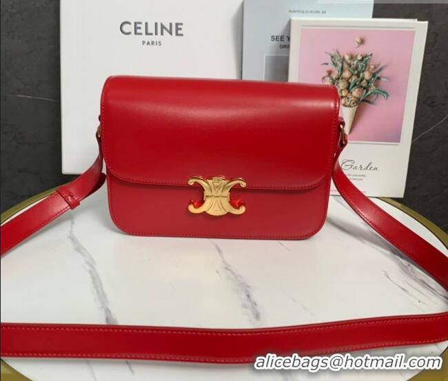 Best Price Celine Classique Triomphe Bag in Shiny Calfskin Leather 187366 Red 2026